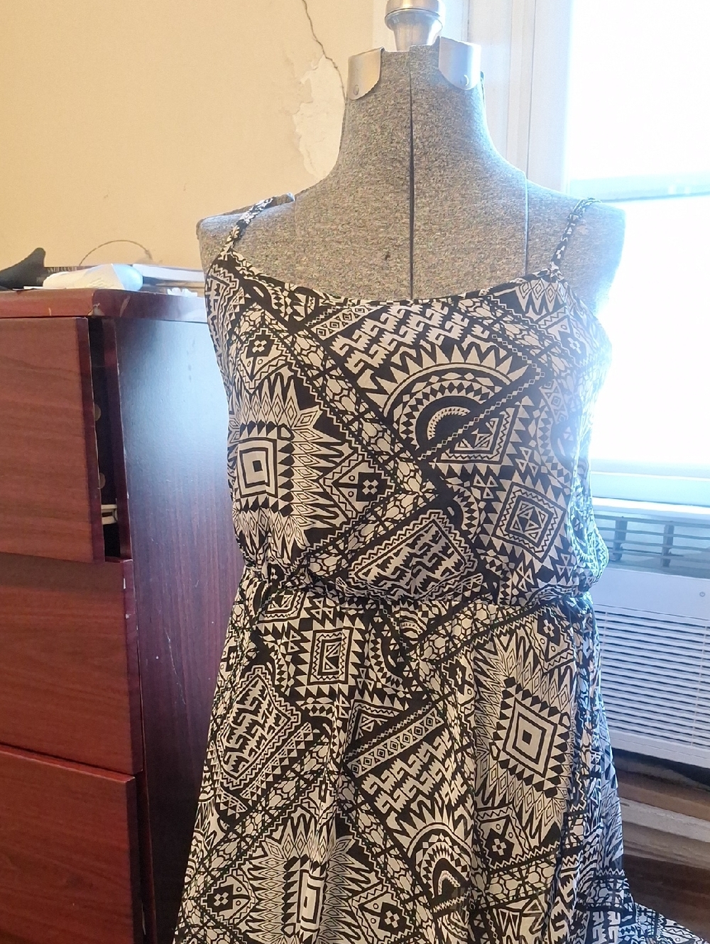 No Boundaries Black and White Geometric Print Dress